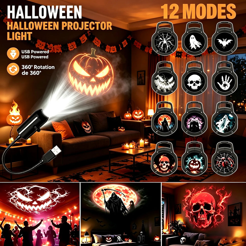 Proyector LED de Halloween y Navidad USB